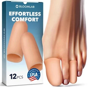 12 Toe Protectors Gel Toe Caps for Relief from Corns & Ingrown Nails - Picture 1 of 9