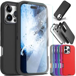 Shockproof Case For iPhone 16 15 14 Plus 13 12 11 Pro Max Case Screen Protector - Picture 1 of 17