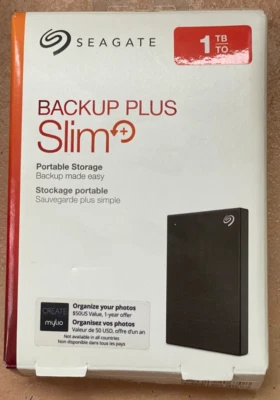 Seagate Backup Plus Slim SRD0VN2 Portable 1TB Storage External Hard Drive - Image 1 of 3