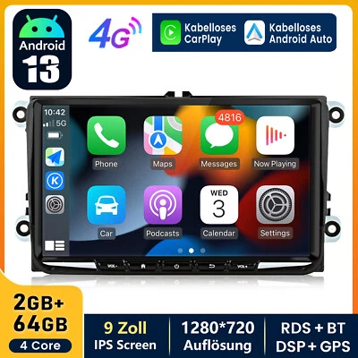 9" Für VW GOLF 5 PASSAT Jetta Carplay Android 13 Autoradio GPS WiFi DAB+ 2+64GB - Bild 1 von 4