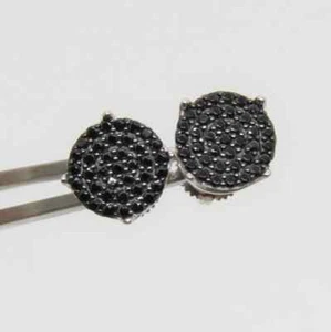 2Ct Round Lab Created Black Diamond Pave Set Stud Earrings 14K White Gold Plated - Picture 1 of 6