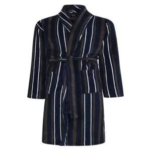 BIG MENS Striped Espionage Fleece Dressing gown 2xl,3xl,4xl,5xl,6xl,7xl,8xl - Picture 1 of 1