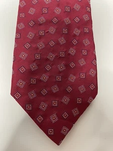 "Daniel Cremieux Signature Collection Krawatte 100 % seidenrot mit Quadraten 3,75"" - Bild 1 von 7