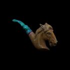 Pferdekopf Meerschaumpfeife handgefertigt unger&#228;uchert mit Etui D-92