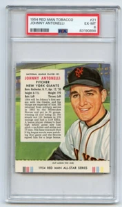 1954 RED MAN TOBACCO #21 JOHNNY ANTONELLI w/ TAB, NEW YORK GIANTS - PSA 6 (898) - Picture 1 of 1
