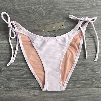 J.CREW Cheeky String Bikini Bottom Size Small Ribbed Curved Waist Light Pink NWT - Image 1 of 4