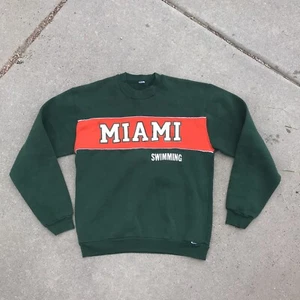 Vintage Russell Athletic Miami Hurricanes Swimming Crewneck Sweatshirt SzL - Picture 1 of 5