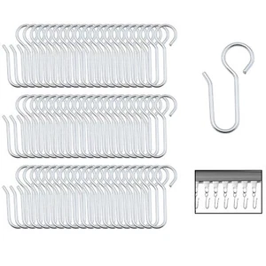 60PCS 3.5cm Length S Shape Metal Curtain Track Hooks Silver Hanging Curtain H... - Picture 1 of 5