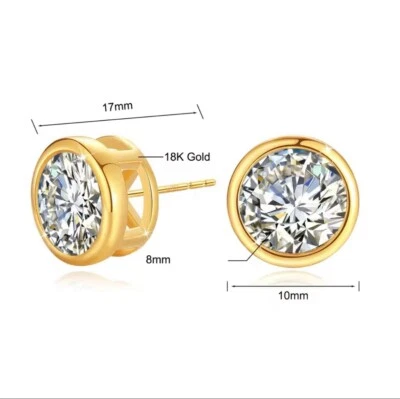 2ct Earrings Yellow Gold Gift Box Lab-Created VVS1/D/Excellent Diamond Test Pass - Image 1 of 4