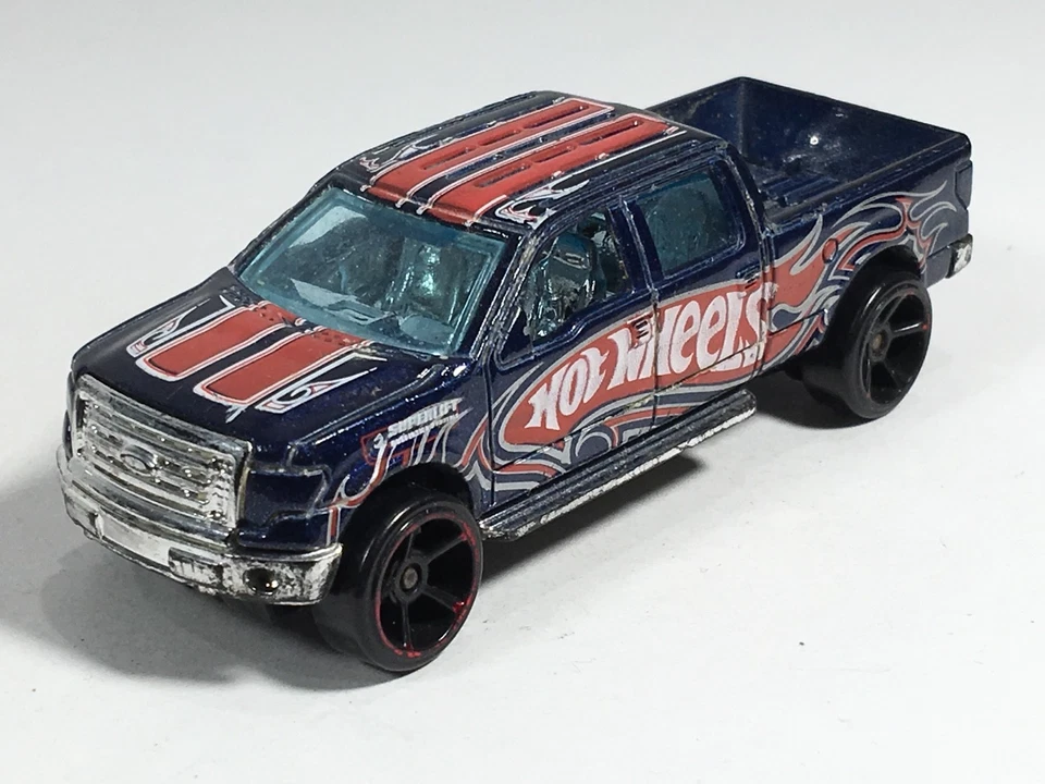 Hot Wheels Ford F150 Truck Red Rims Racing Stripe Flames Superlift Malaysia - Image 1 of 4