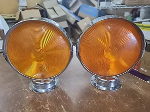 Vintage Signal-Stat 394 Amber 7" Turn Signal Fender Marker Lights 364 Lens READ! - Picture 1 of 9
