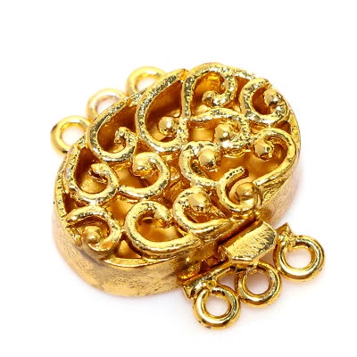 2 PCS 22X24X7MM MULTI STRAND BALI BOX CLASP 3 STRAND 18K GOLD PLATED 522 MDH-379 - Image 1 of 3