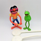 Kermit the Frog and Animal, Jim Henson, Vintage Stick Puppets, Included Sticks