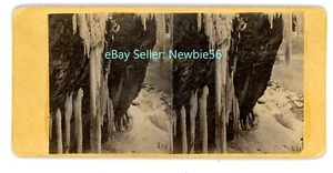 Cataratas del Niágara NY - HIELO EN GARGANTA - INVIERNO - c1860s E&HT Anthony Stereoview - Imagen 1 de 2