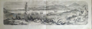 Stampa antica Veduta Baia di Tourane Da Nang Vietnam Xilografia originale 1859 - Imagen 1 de 1