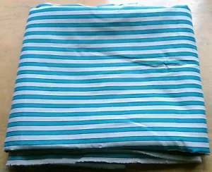 Rosenholz Stoff 60" breit 21/2 Yards. weiß/blau gestreifter Synthetikstoff 6mm Streifen - Bild 1 von 9