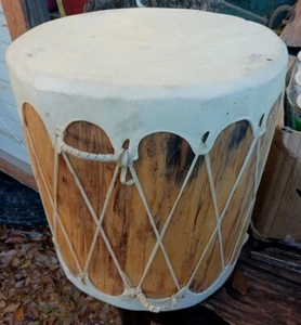 **AWESOME VINTAGE NATIVE AMERICAN HANDMADE LARGE POW WOW TAOS DRUM NICE"" - Picture 1 of 10