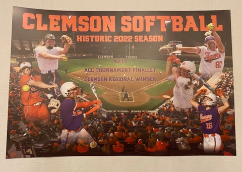 Rare Clemson Tigers Softball ACC Tournament Poster. College Sports. Softball Cover
