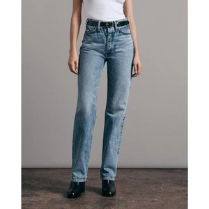 Jean recto de tiro alto Rag & Bone Alex US 24 azul medio lavado denim 100 % algodón - Imagen 1 de 13