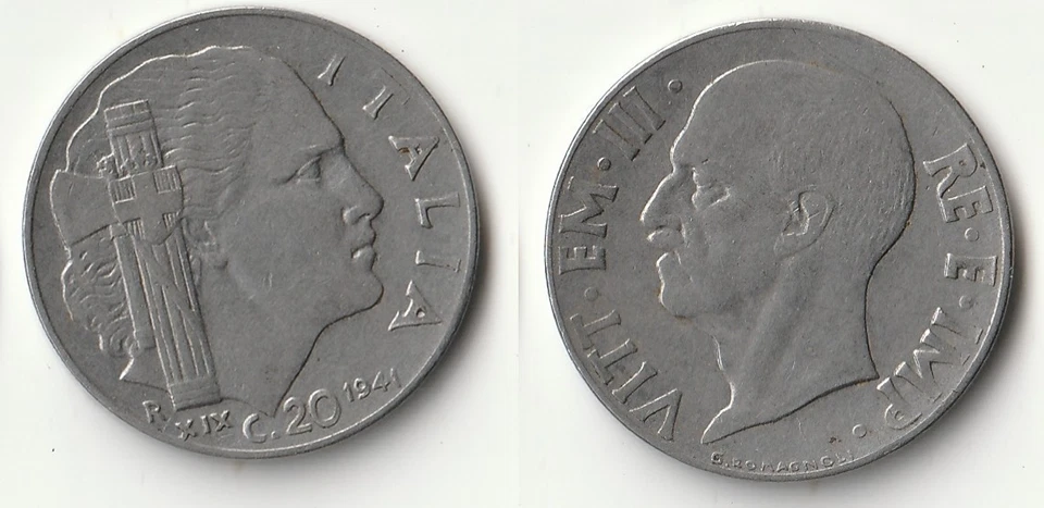 Moneda de 20 centesimi Italia 1941 Foto 1 de 1