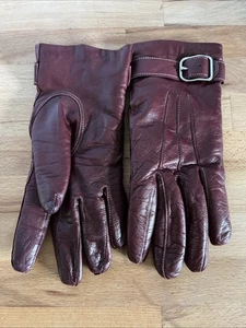 Coach Dark Burgundy Leather Women’s Gloves Lined W/ Cashmere Size 7 Small/Medium - Picture 1 of 13