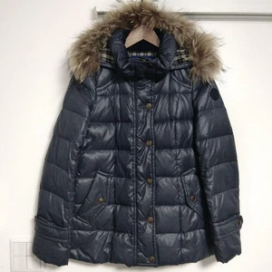 Burberry London Damen Puffer Daunenjacke mit Fellbesatz Kapuze Navy Blau Gr. L - Bild 1 von 24