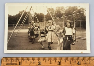 Vintage Photo Large Group of Children On Swing Set circa 1930s - Picture 1 of 2