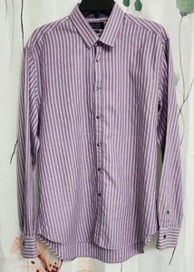 Zara Mens Long Sleeve Shirt Striped Size 17 Tailored Fit Made in Portugal - Picture 1 of 18