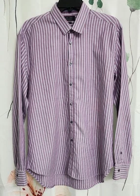Zara Mens Long Sleeve Shirt Striped Size 17 Tailored Fit Made in Portugal - Image 1 of 4