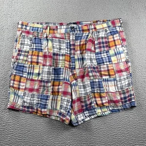Vintage Polo Ralph Lauren Shorts Mens 40 Patchwork Madras Chino Made In USA - Picture 1 of 14
