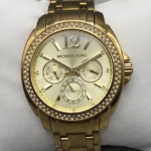 Michael Kors MK-5591 Uhr Damen 38mm goldfarbene Kristalle 100M neue Batterie 6,5" - Bild 1 von 14