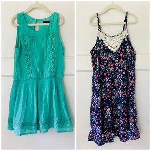 Girl Clothes Sizes 10 My Michelle Green Dress Blue Floral Sundress Summer Beach - Picture 1 of 18