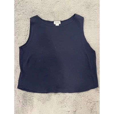 Топ без рукавов укороченный Jennifer Moore темно-синий размер L хлопок - Изображение 1 из 3
