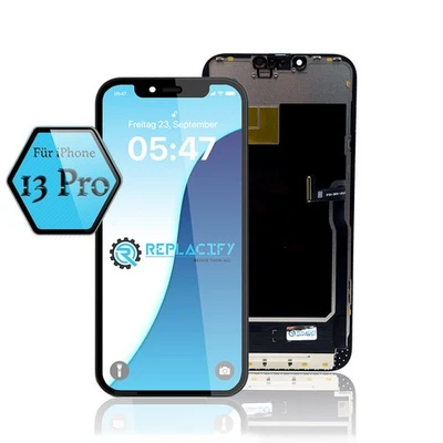 REPLACIFY iPhone 13 Pro Display Soft OLED Schwarz Ersatz Bildschirm Touchscreen Neu