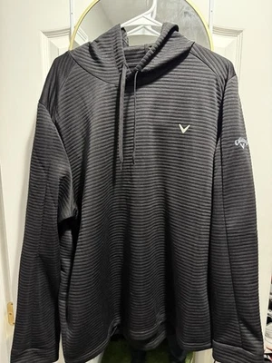 NUEVO CON ETIQUETAS Raro Callaway Negro Acanalado Sudadera con Capucha PGA Tour Golf XL Logo Cosido Foto 1 de 4