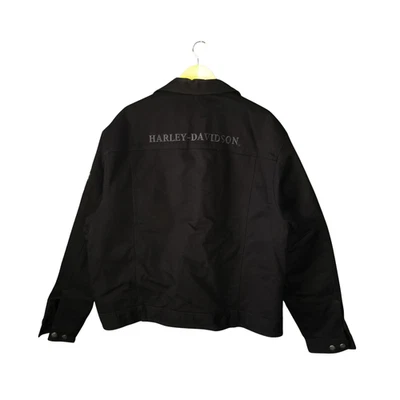 HARLEY DAVIDSON Reversible Jacket BLACK Denim to Nylon Embroidered Mens NEW XL - Image 1 of 4