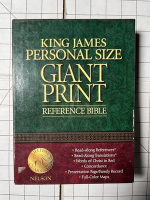 KJV Bible: Personal Size Giant Print Reference Edition Black Genuine Leather - Image 1 of 4