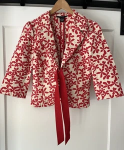 🎀 Arden B Red and White Blazer - Women’s Medium - 100% Cotton - Picture 1 of 8