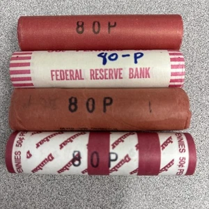 1980 P Original Bank Wrapped Uncirculated Lincoln Cent Roll - OBW Pennies - Picture 1 of 2