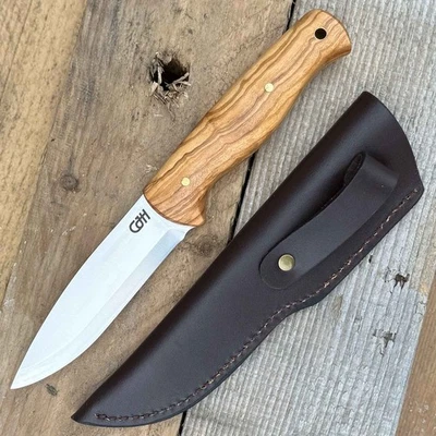 Herbertz CJH Outdoormesser – Mit feststehender D2-Stahlklinge & Olivenholzgriff