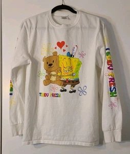 Rare Teddy Fresh x Spongebob Squarepants Long Sleeve Shirt Mens Medium White - Picture 1 of 10