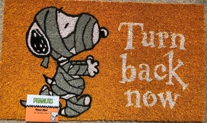 Peanuts~MUMMY Snoopy~TURN BACK NOW~Halloween Coir Mat~18”X 30”~NEW~2025~FAST SH. - Picture 1 of 5