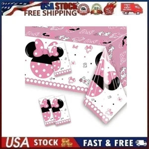 3pk Minnie Mouse Tablecloths Disposable Rectangular Plastic 51.2" x 86.6" - Picture 1 of 5