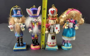 Alice in Wonderland Set Of 4 Nutcracker Ornaments 5” H by Micheal Wolfe NO Box - Picture 1 of 14