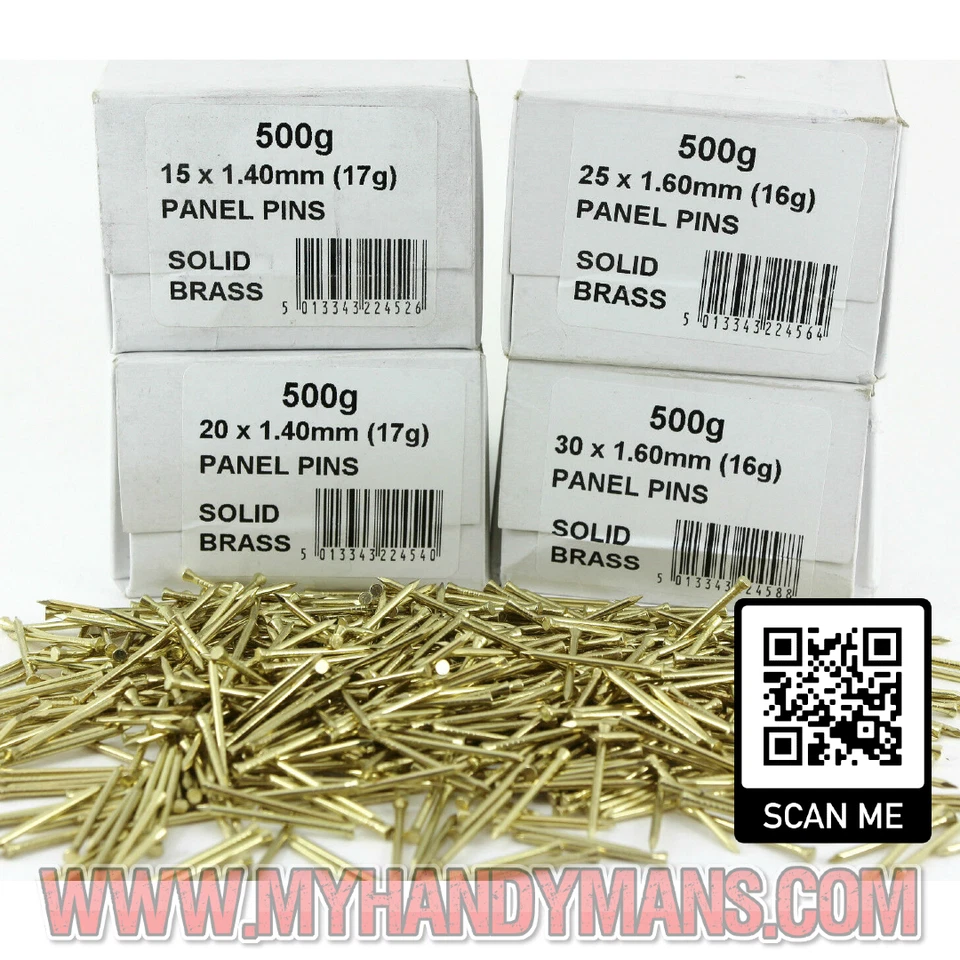 BRYAN WATKINS AND SON Genuine Solid Brass Panel Pins 15mm 20mm 25mm 30mm & 40mm Will Not RUST Marine