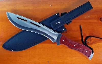 Frost Cutlery Saw Back Bowie Fixed Blade Knife 16” Overall Length With Sheath - Image 1 of 4