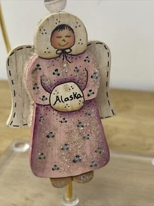 Alaska Eskimo Angel Ornament Handmade Fish Creek Company Alaskan Wood Signed - Picture 1 of 10