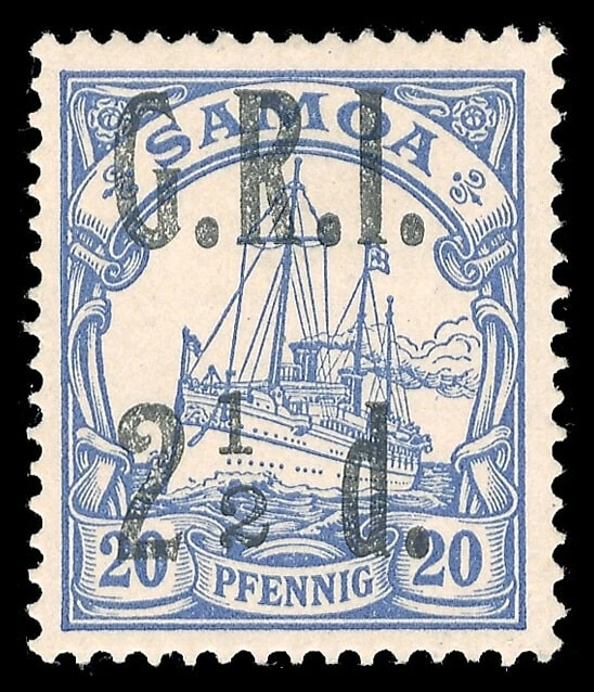 Samoa 1914 2½d on 20pf ultramarine NO FRACTION BAR variety MLH. SG 104a. - Image 1 of 1