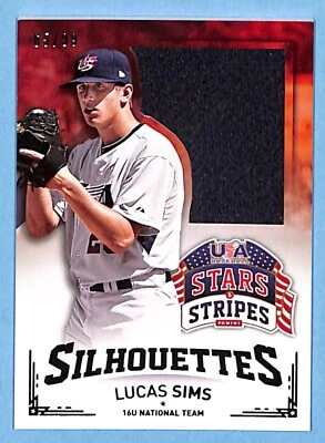 2015 USA Baseball Stars and Stripes Silhouettes Jerseys Lucas Sims #64 /99 Relic - Image 1 of 2