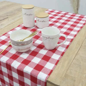 Runner a Scacchi in Cotone Runner per Cucina e Sala da Pranzo Runner Decorativo - Picture 1 of 16